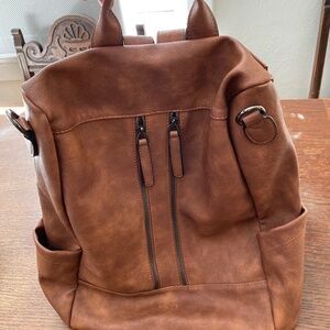Brown leather backpack